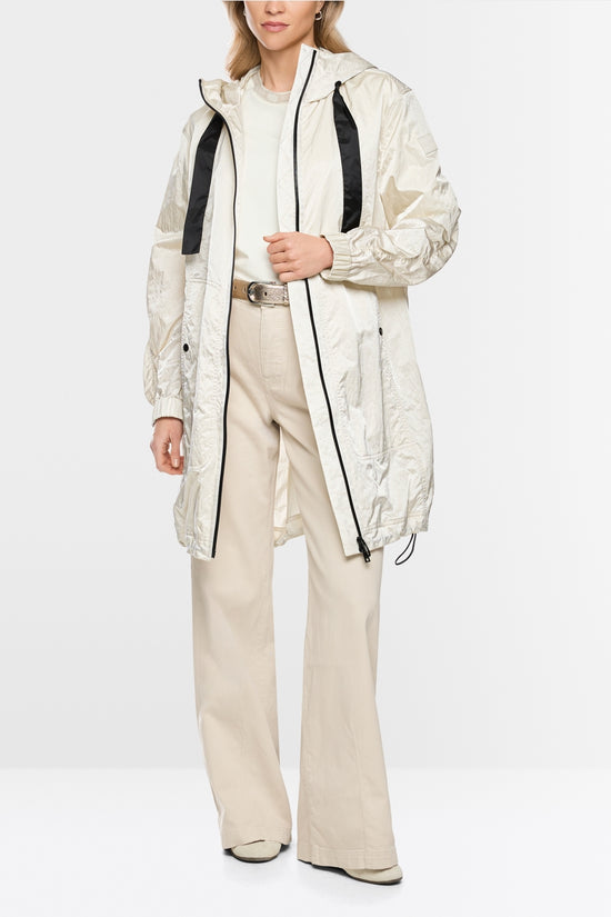 Marc Cain Sports Smoke Coloured Shiny Coat with Contrasting Details