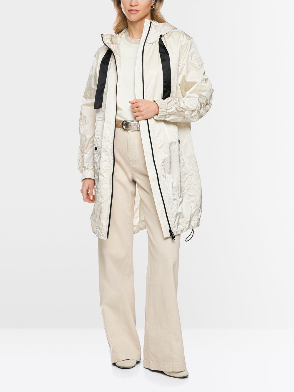 Marc Cain Sports Smoke Coloured Shiny Coat with Contrasting Details