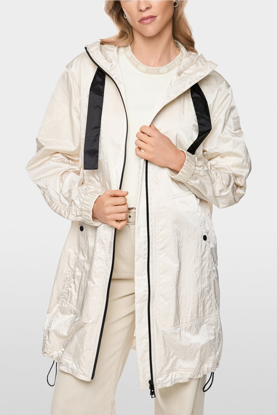 Marc Cain Sports Smoke Coloured Shiny Coat with Contrasting Details