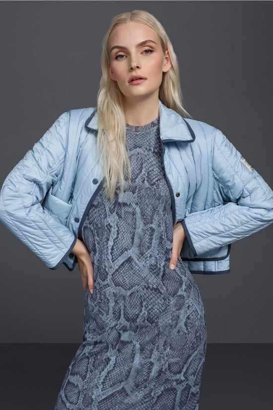 Marc Cain Sports Blue Oversized Sweater with Stan-Up Collar