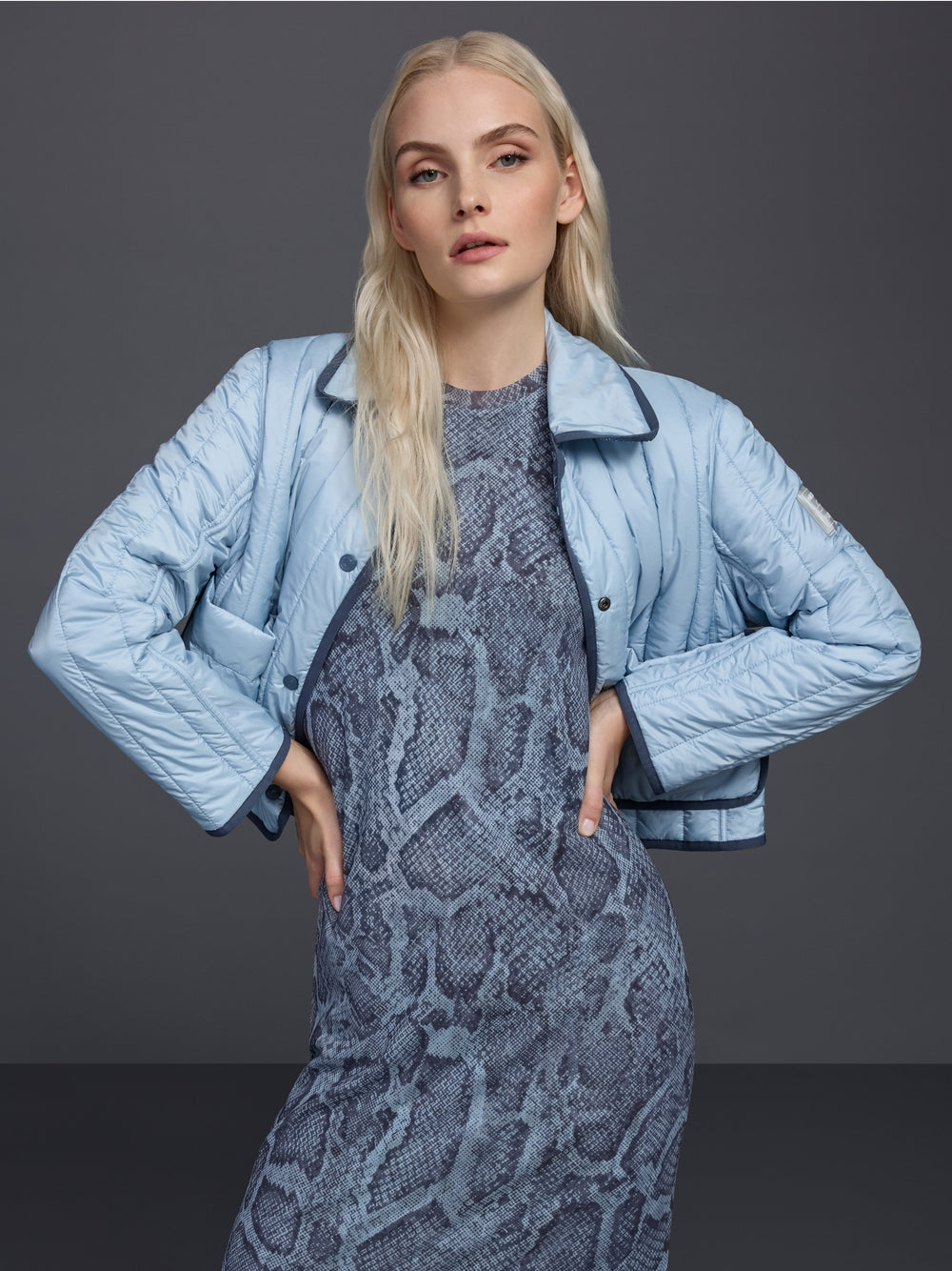 Marc Cain Sports Blue Oversized Sweater with Stan-Up Collar