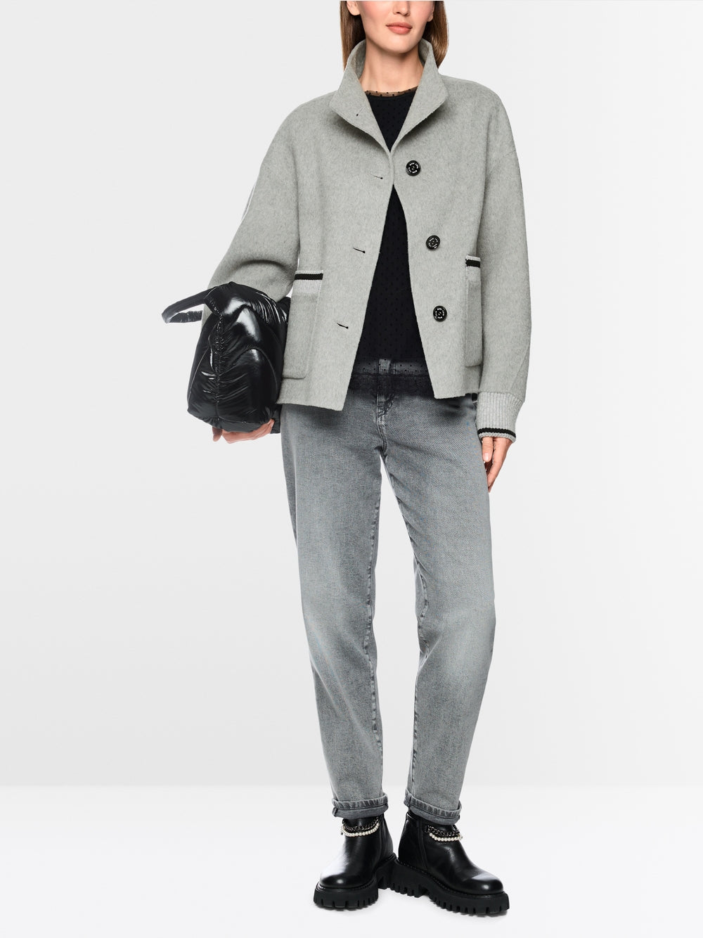 Marc Cain Sports Grey Sporty Jacket with Stand-Up Collar