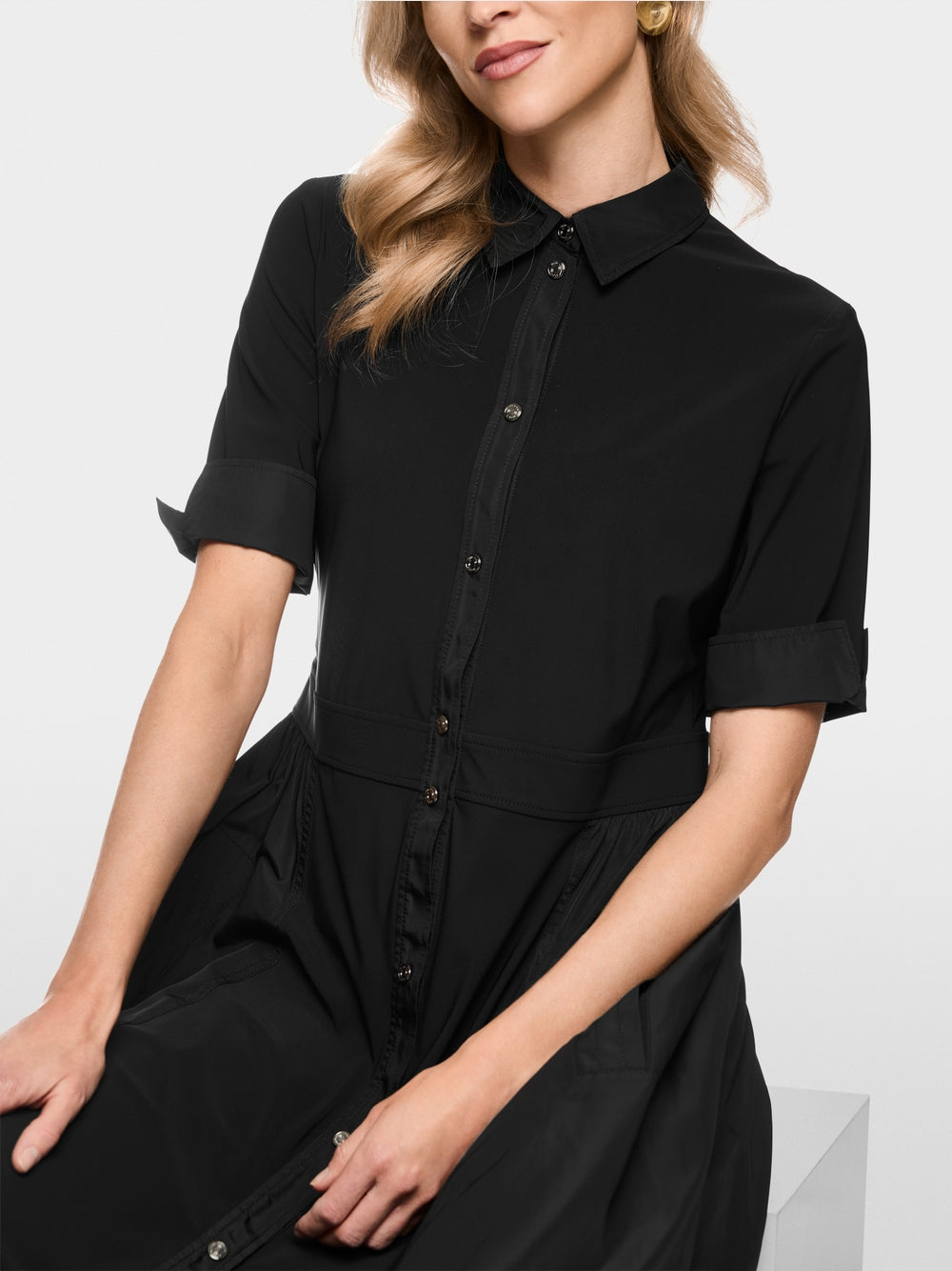 Marc Cain Sports Black Stretch Midi Shirt Dress