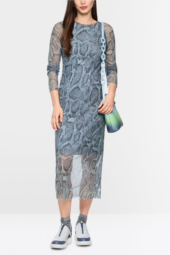 Marc Cain Sports Blue Mist Mesh Dress with Snake Print