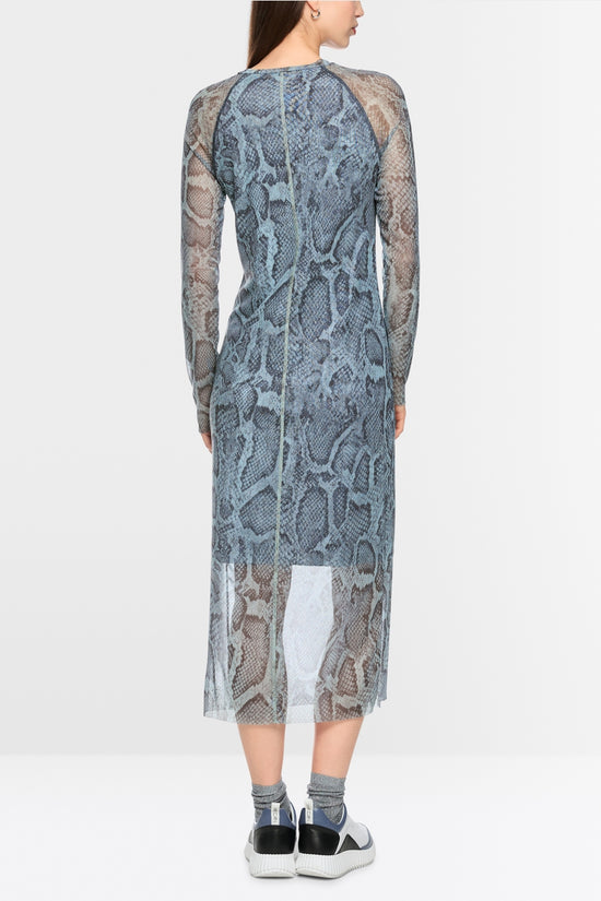 Marc Cain Sports Blue Mist Mesh Dress with Snake Print