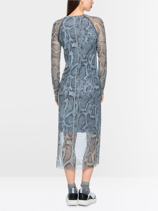 Marc Cain Sports Blue Mist Mesh Dress with Snake Print