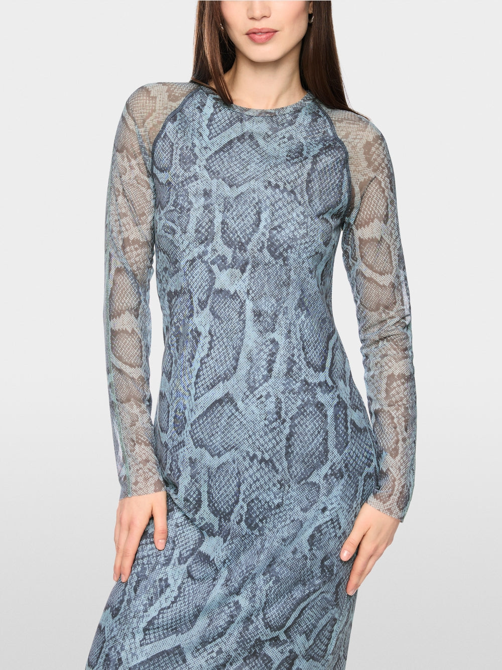Marc Cain Sports Blue Mist Mesh Dress with Snake Print