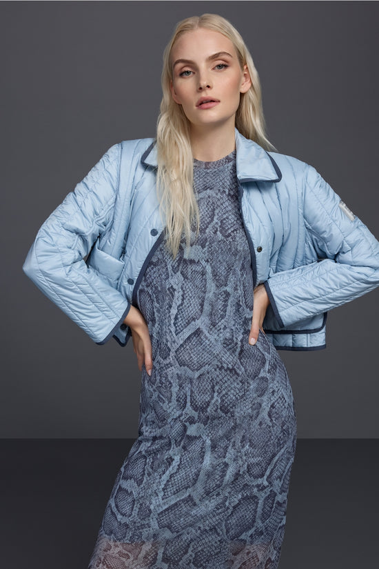 Marc Cain Sports Blue Mist Mesh Dress with Snake Print