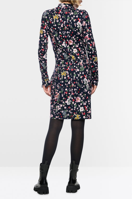 Marc Cain Navy Turtleneck dress with All-Over Print