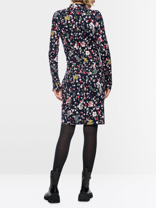 Marc Cain Navy Turtleneck dress with All-Over Print