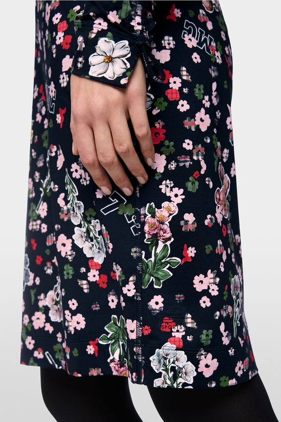 Marc Cain Navy Turtleneck dress with All-Over Print
