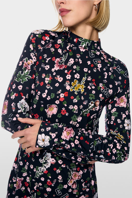 Marc Cain Navy Turtleneck dress with All-Over Print