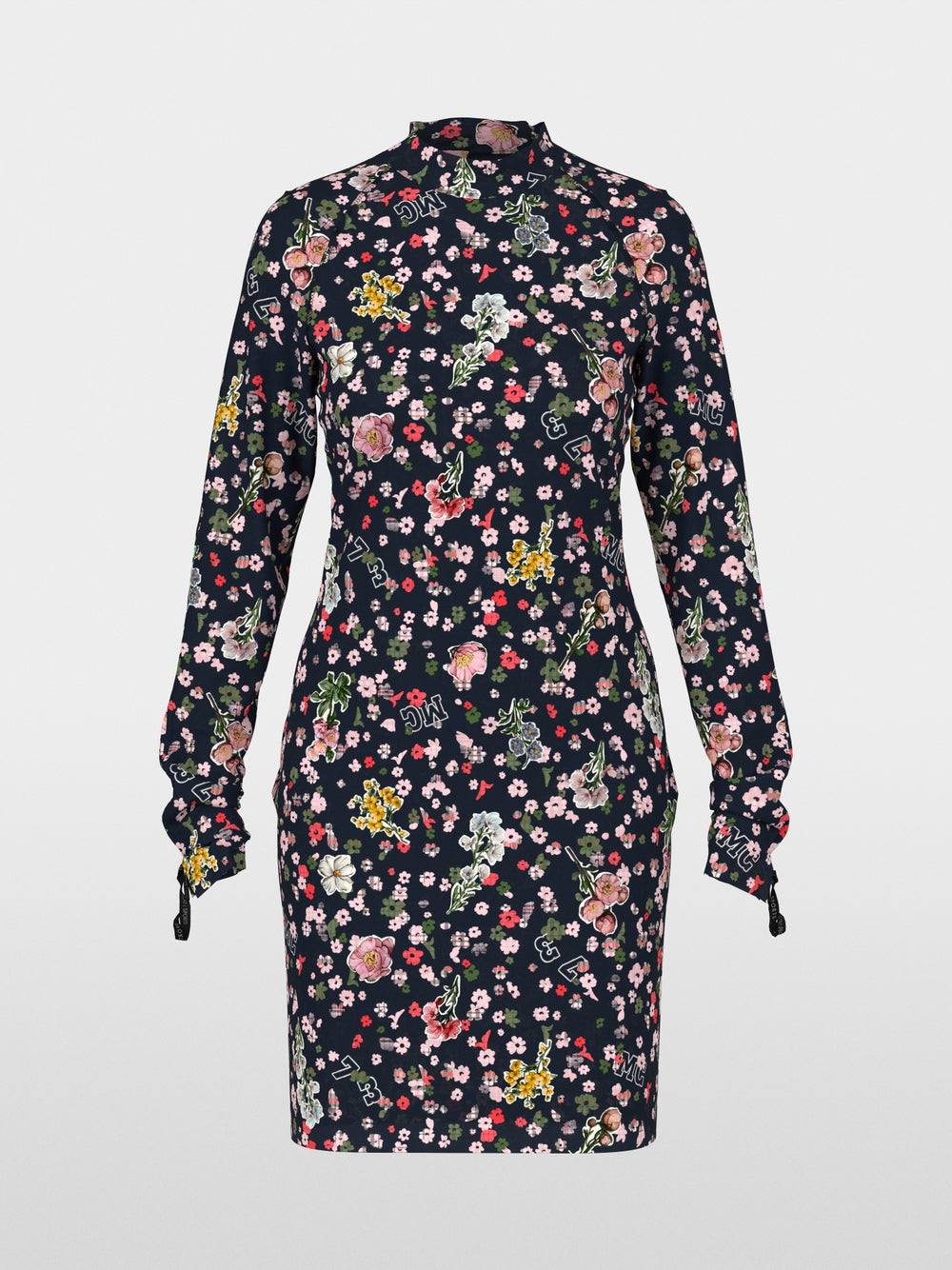 Marc Cain Navy Turtleneck dress with All-Over Print