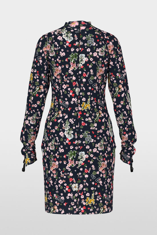Marc Cain Navy Turtleneck dress with All-Over Print