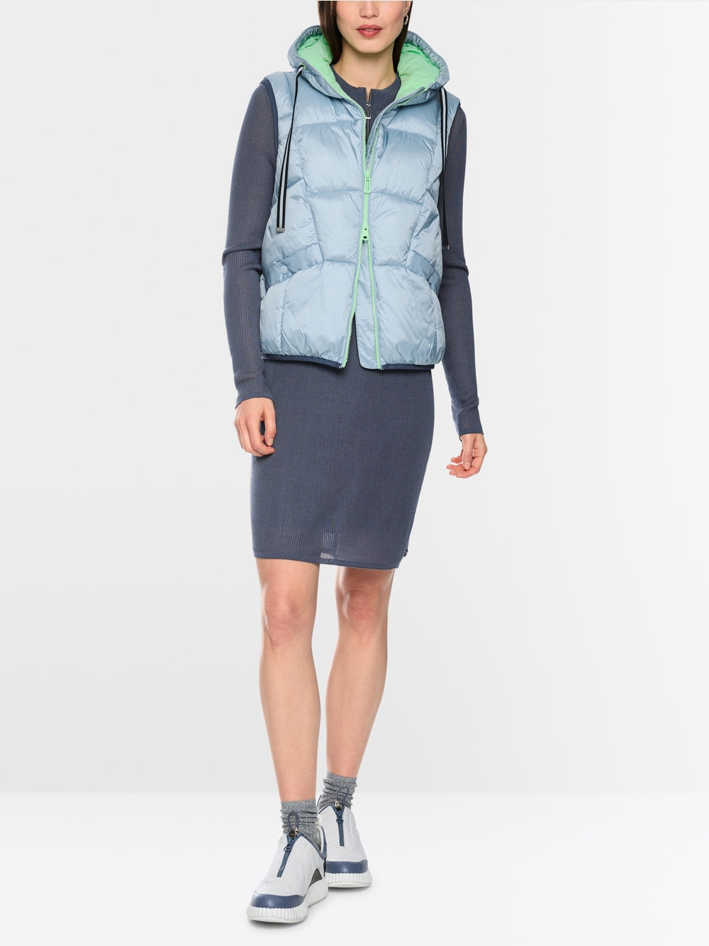 Marc Cain Sports Blue Hooded Quilted Gilet