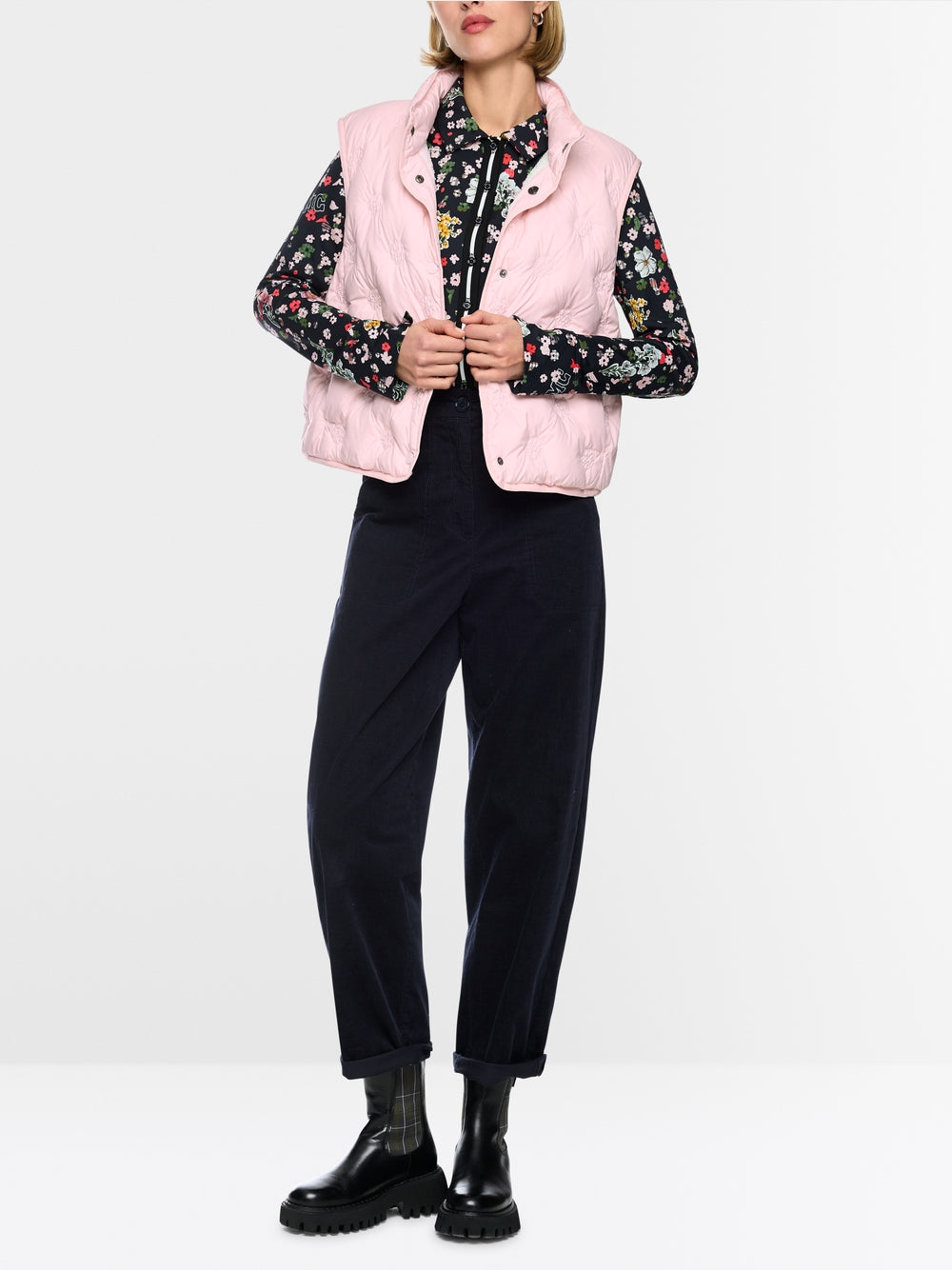Marc Cain Navy RUMA O-Shape Relaxed Fit Cord Trousers