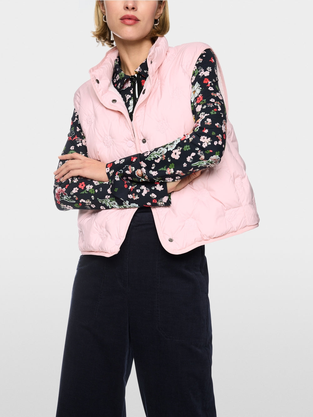 Marc Cain Sport Pink Reversible Teddy Gilet with Quilting