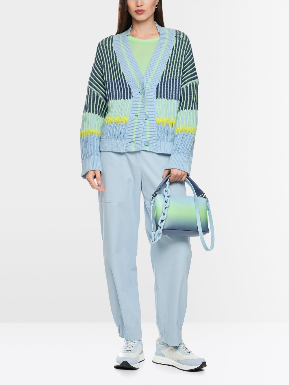 Marc Cain Sports Blue Oversized Stripe Cardigan