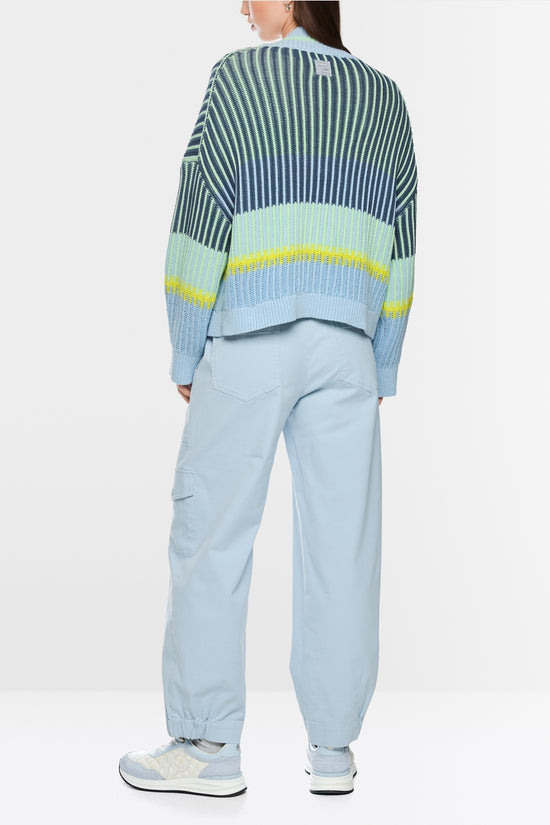 Marc Cain Sports Blue Oversized Stripe Cardigan