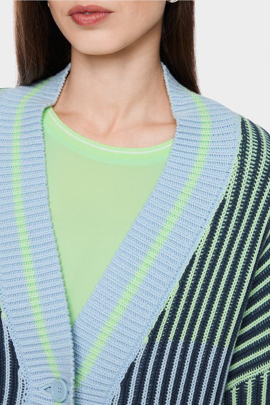 Marc Cain Sports Blue Oversized Stripe Cardigan
