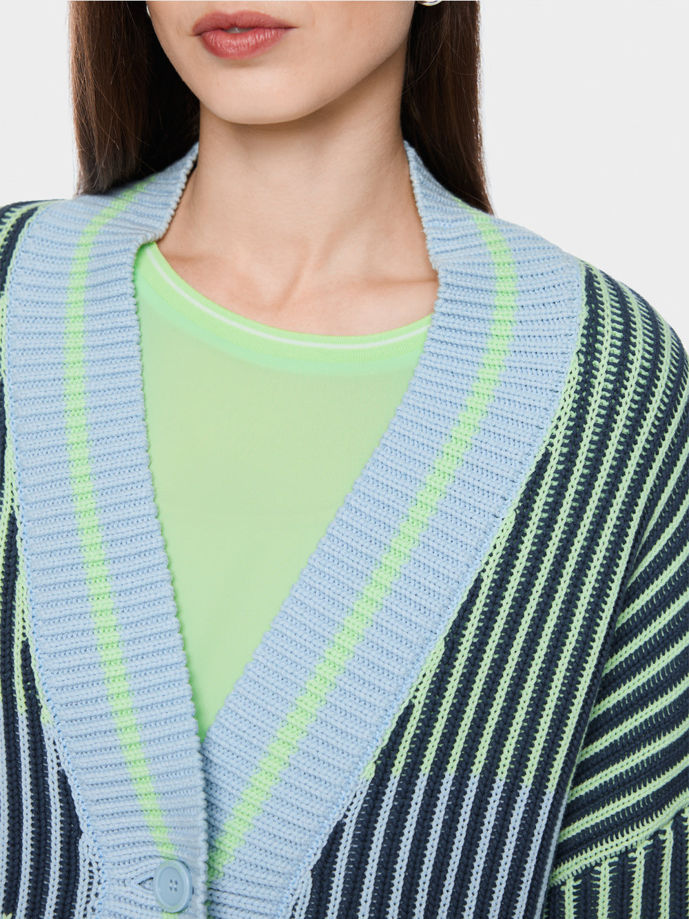 Marc Cain Sports Blue Oversized Stripe Cardigan