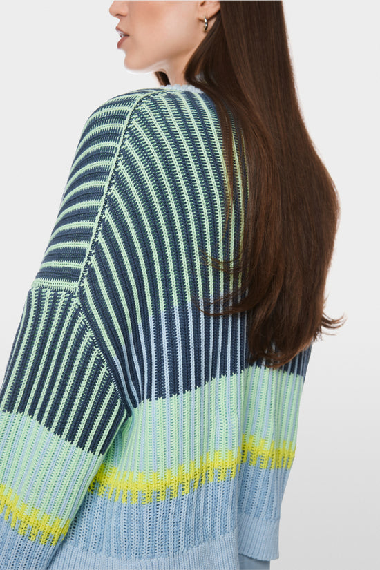 Marc Cain Sports Blue Oversized Stripe Cardigan