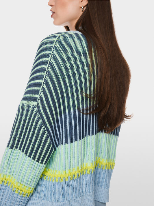 Marc Cain Sports Blue Oversized Stripe Cardigan