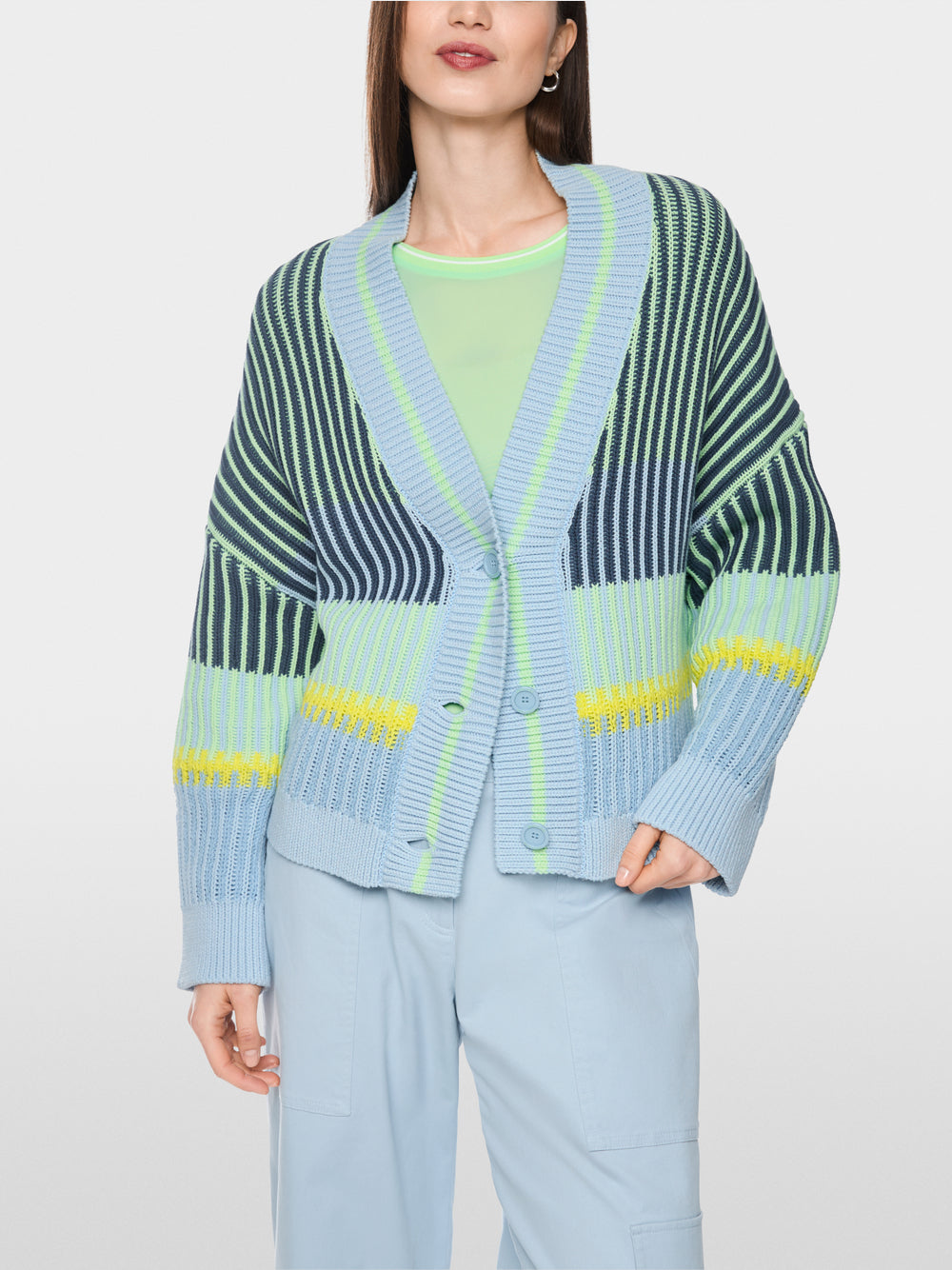 Marc Cain Sports Blue Oversized Stripe Cardigan