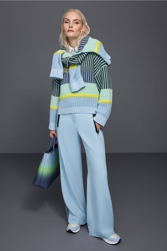 Marc Cain Sports Blue Oversized Stripe Cardigan