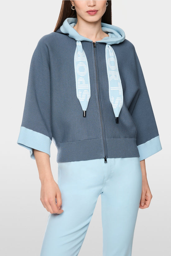 Marc Cain Sports Grey Oversized Zip Cardigan with Hood