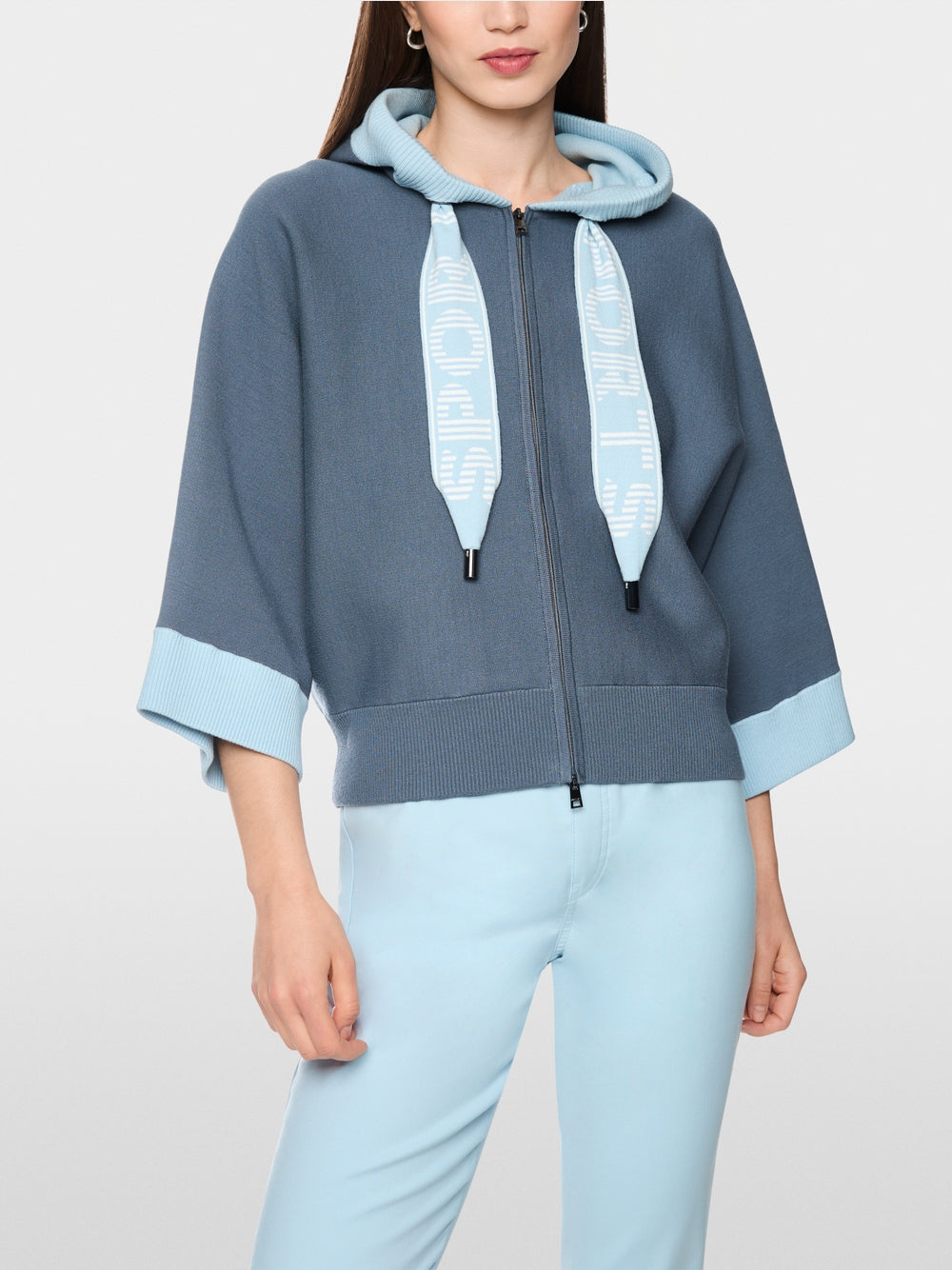Marc Cain Sports Grey Oversized Zip Cardigan with Hood