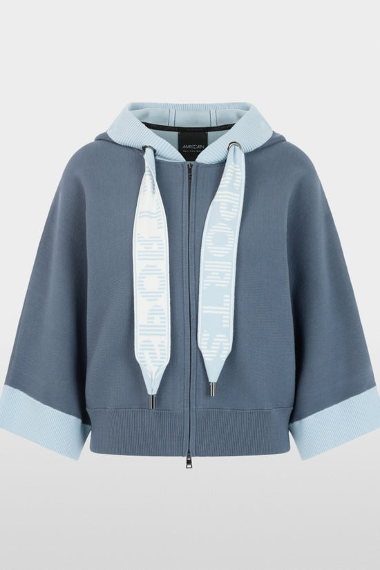 Marc Cain Sports Grey Oversized Zip Cardigan with Hood