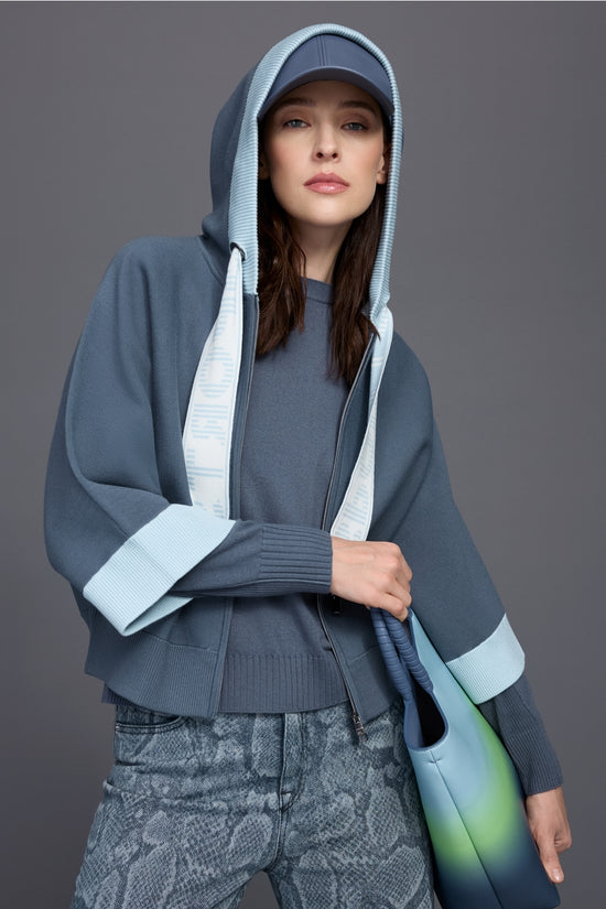 Marc Cain Sports Grey Oversized Zip Cardigan with Hood