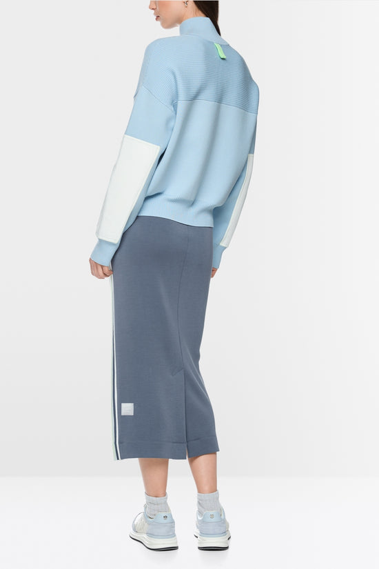 Marc Cain Sports Blue Oversized Sweater with Stan-Up Collar