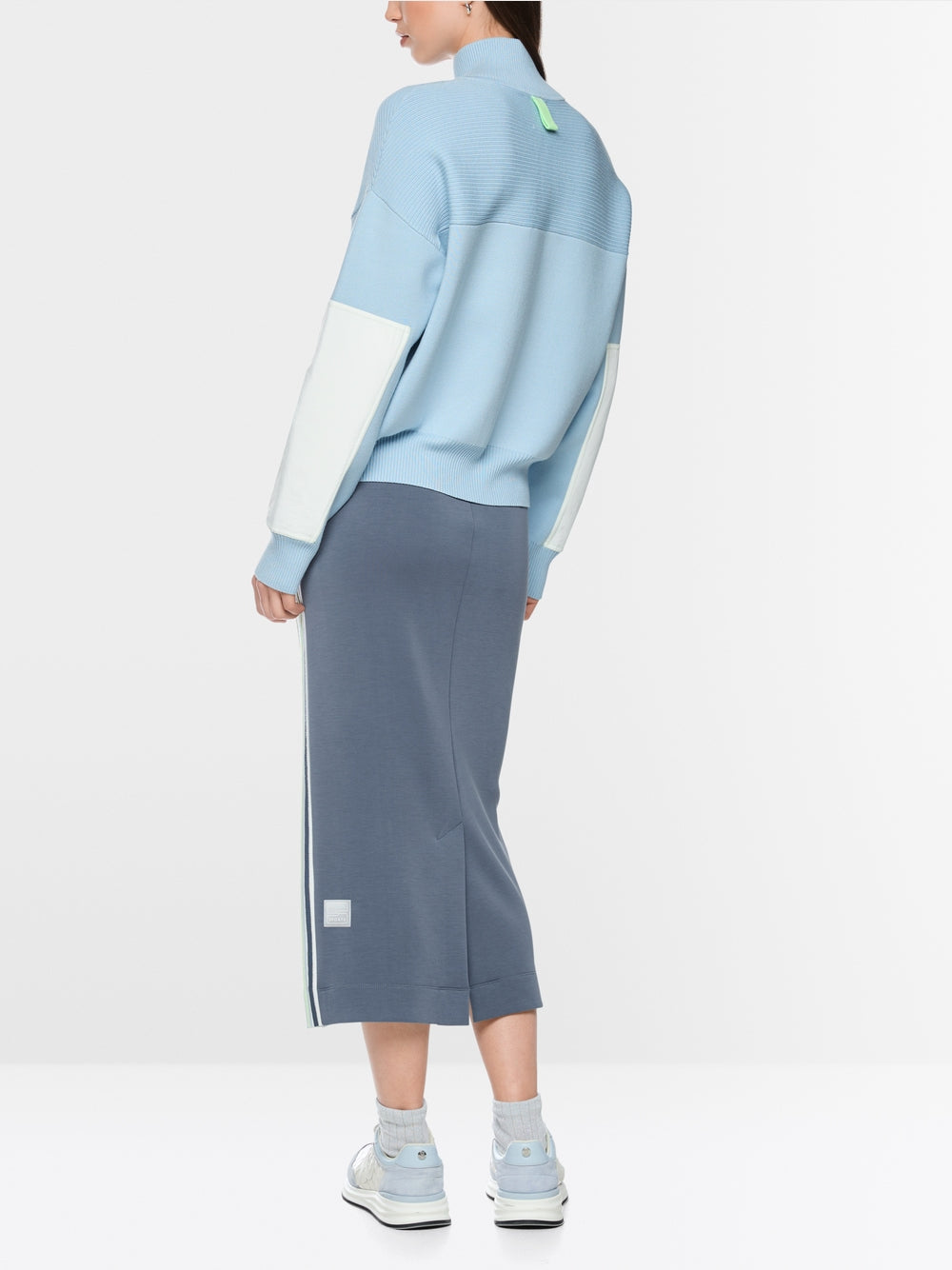 Marc Cain Sports Blue Oversized Sweater with Stan-Up Collar