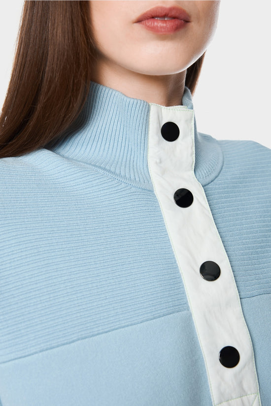 Marc Cain Sports Blue Oversized Sweater with Stan-Up Collar