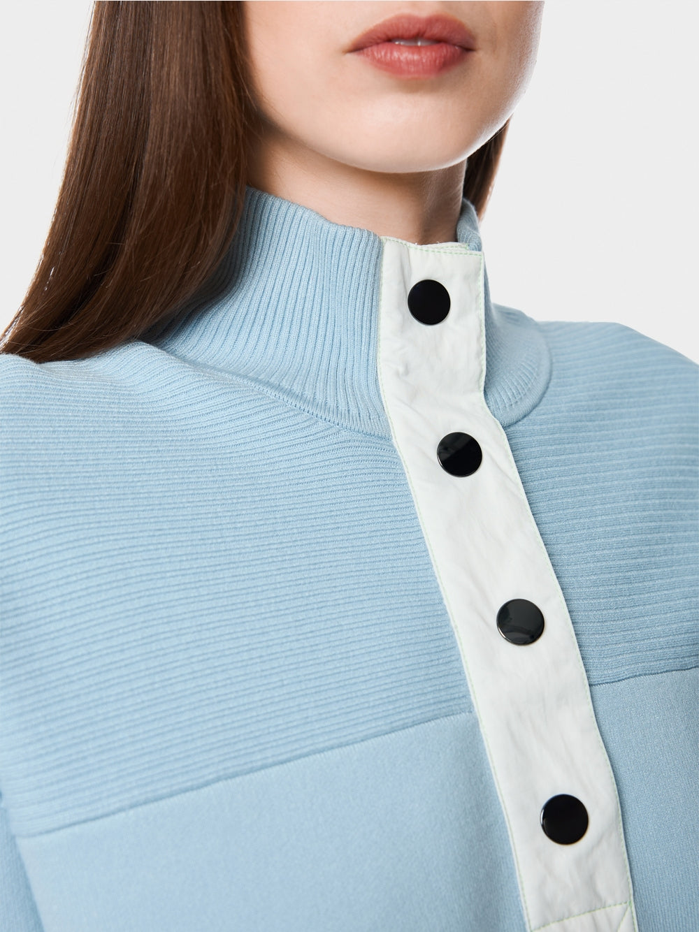 Marc Cain Sports Blue Oversized Sweater with Stan-Up Collar