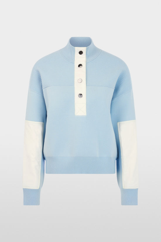 Marc Cain Sports Blue Oversized Sweater with Stan-Up Collar