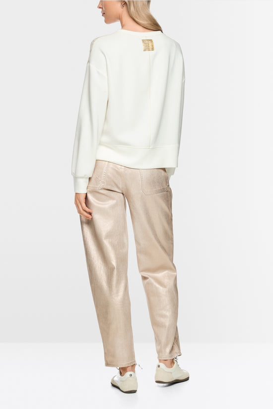 Marc Cain Sport Champagne Gold Shimmering Crew Neck Sweater