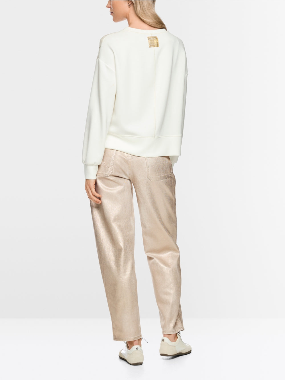 Marc Cain Sport Champagne Gold Shimmering Crew Neck Sweater