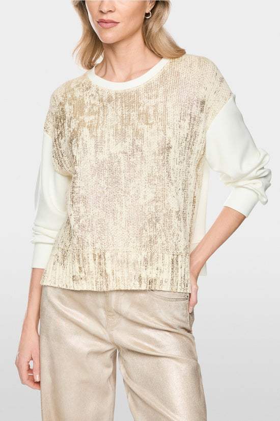 Marc Cain Sport Champagne Gold Shimmering Crew Neck Sweater