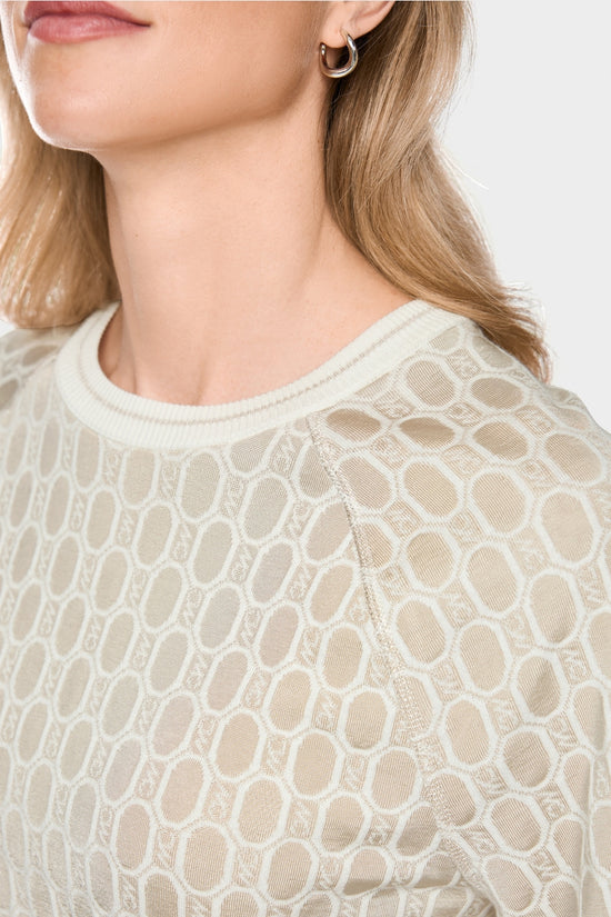 Marc Cain Sports Smoke Coloured Crew Neck Patterned Sweater
