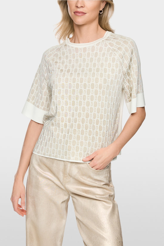 Marc Cain Sports Smoke Coloured Crew Neck Patterned Sweater