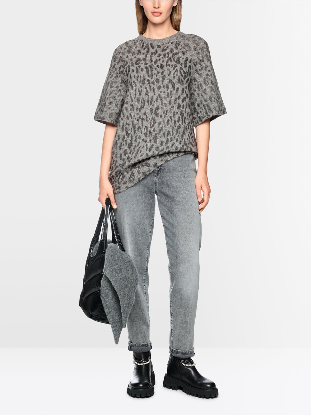 Marc Cain Sports Grey Animal Print Long Length Sweater