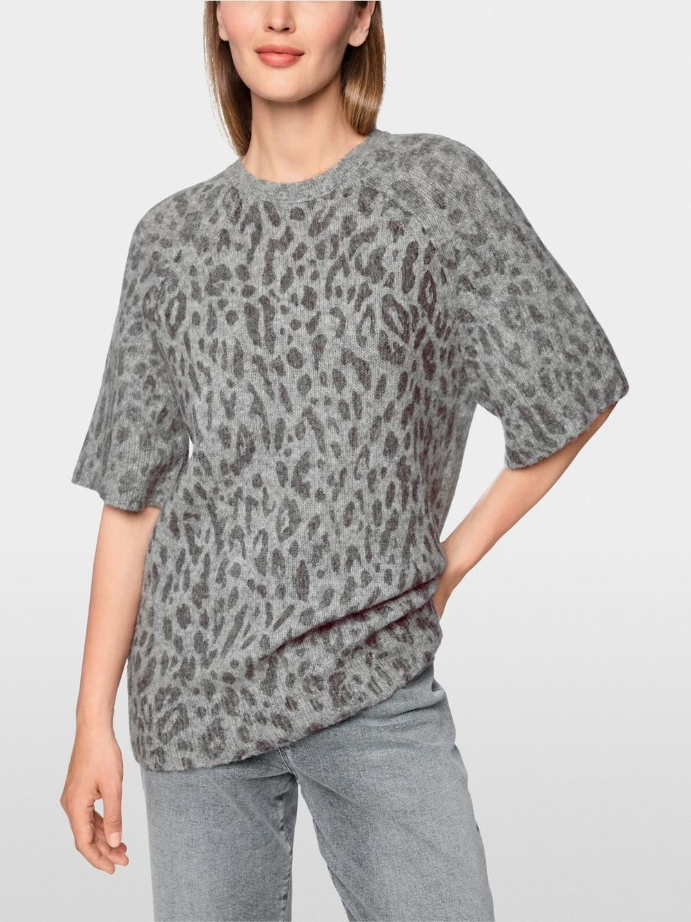 Marc Cain Sports Grey Animal Print Long Length Sweater