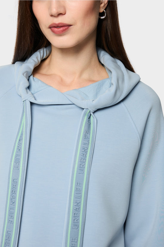 Marc Cain Sports Blue Relaxed Fit Sweatshirt with Hood BS44.05 J08