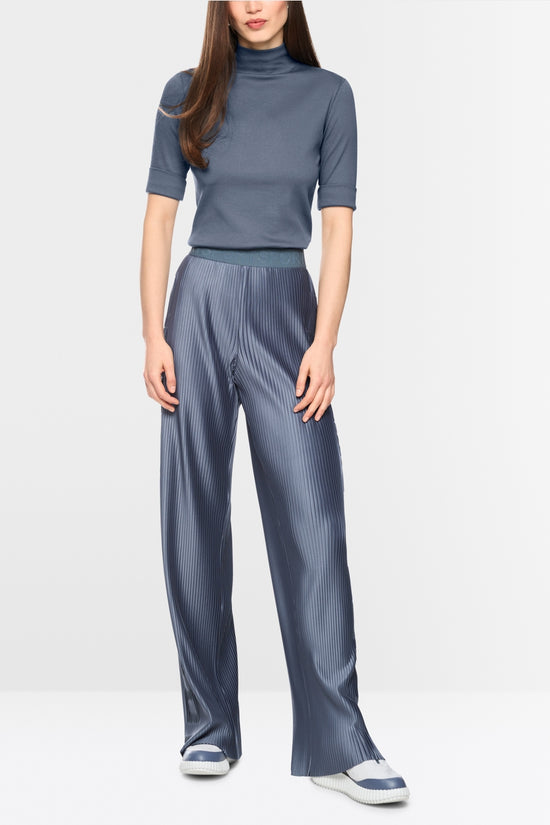 Marc Cain Grey Basic T-Shirt with Stand-Up Collar