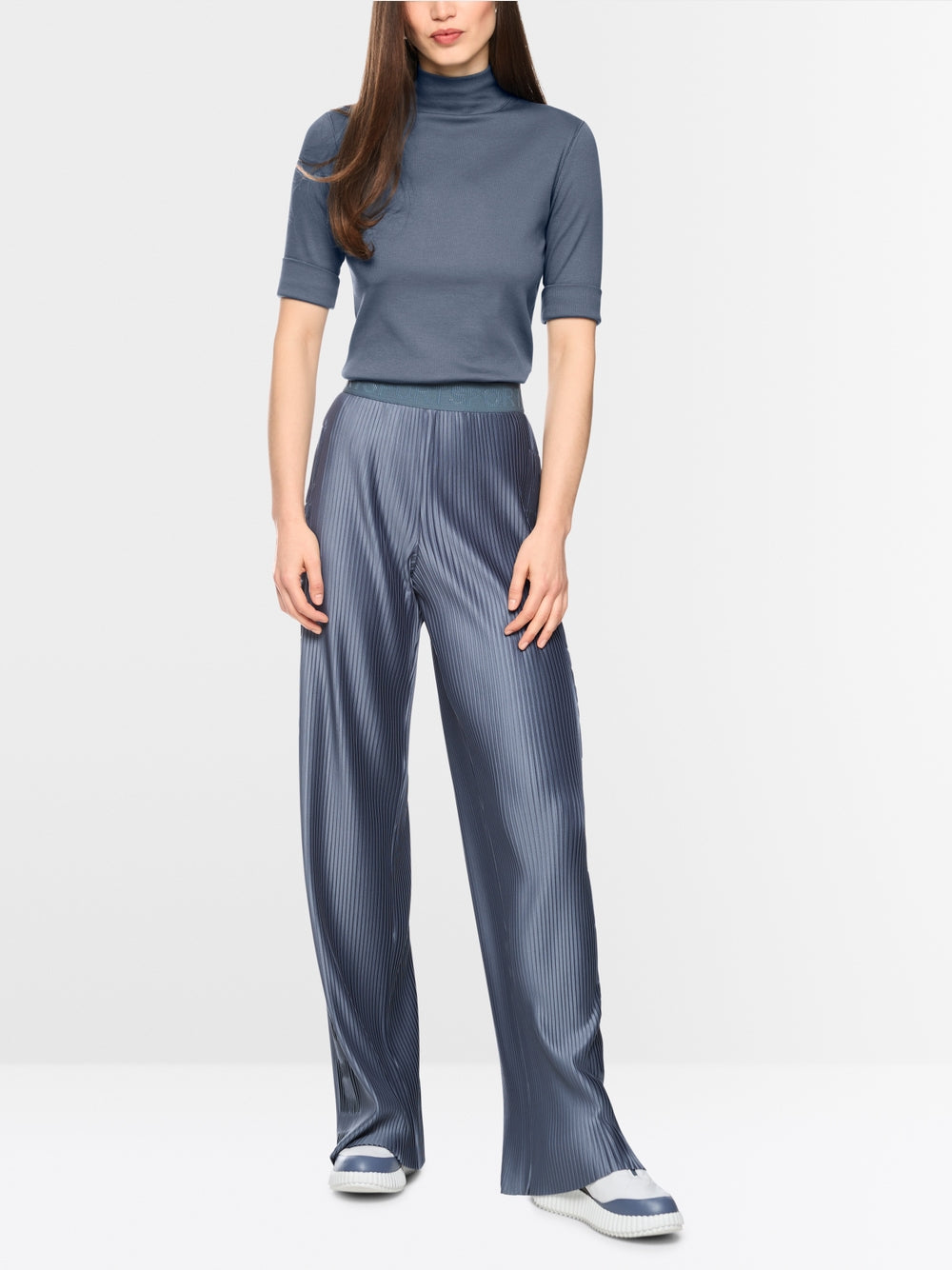 Marc Cain Grey Basic T-Shirt with Stand-Up Collar