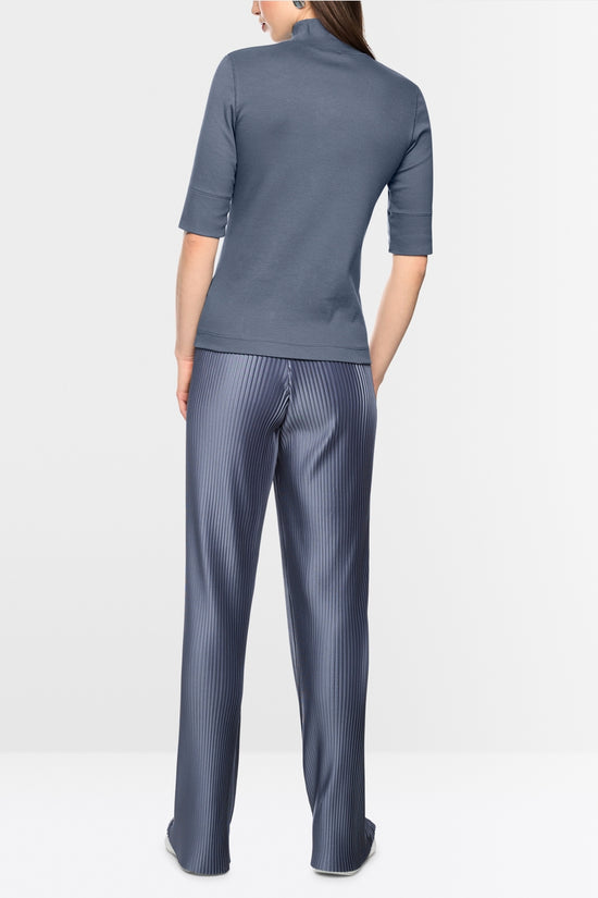 Marc Cain Grey Basic T-Shirt with Stand-Up Collar