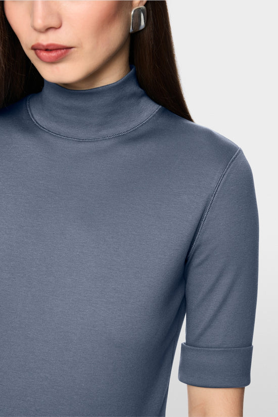 Marc Cain Grey Basic T-Shirt with Stand-Up Collar